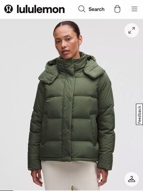 lululemon athletica Olive Quilted Puffer Jacket with Detachable Hood
